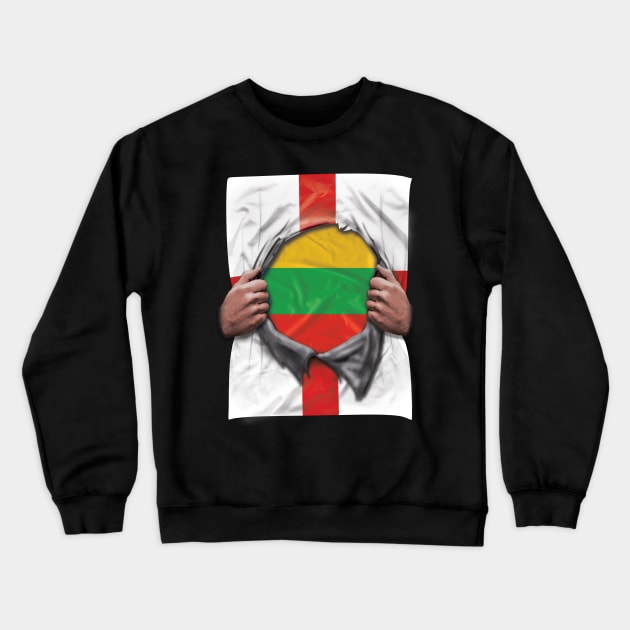 Lithuania Flag English Flag Ripped - Gift for Lithuanian From Lithuania Crewneck Sweatshirt by Country Flags